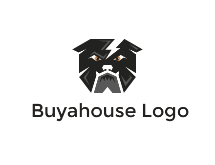 aggressive bulldog with lightning on head illustration