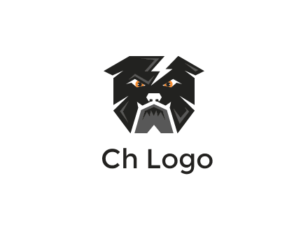 aggressive bulldog with lightning on head illustration