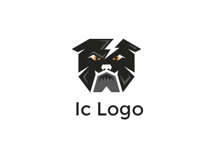 aggressive bulldog with lightning on head illustration