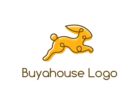 jumping rabbit outline logo