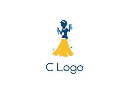 cleaning woman with broom logo