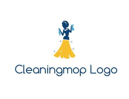 cleaning woman with broom logo