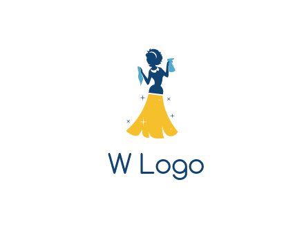 cleaning woman with broom logo