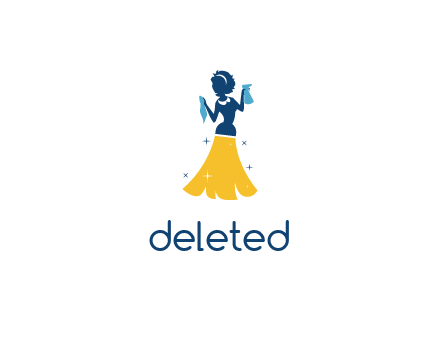 cleaning woman with broom logo