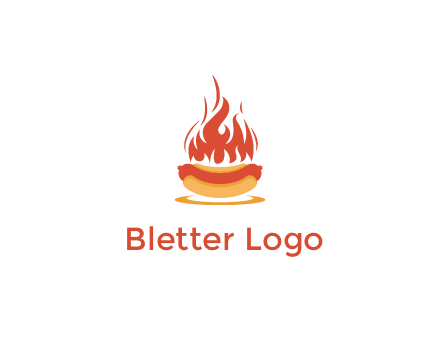 sizzling flame on hot dog Logo