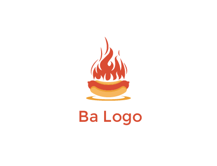 sizzling flame on hot dog Logo