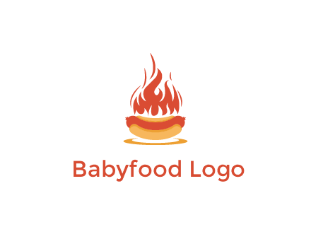 sizzling flame on hot dog Logo