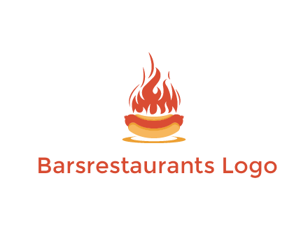 sizzling flame on hot dog Logo