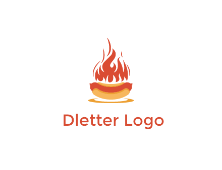 sizzling flame on hot dog Logo