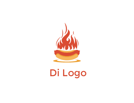 sizzling flame on hot dog Logo