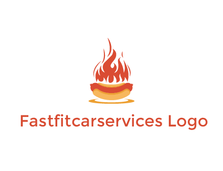 sizzling flame on hot dog Logo