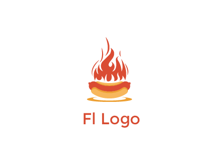 sizzling flame on hot dog Logo