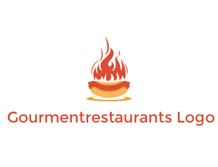 sizzling flame on hot dog Logo