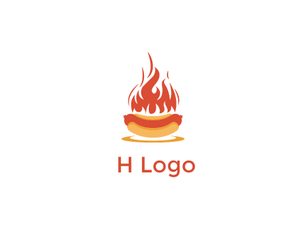 sizzling flame on hot dog Logo