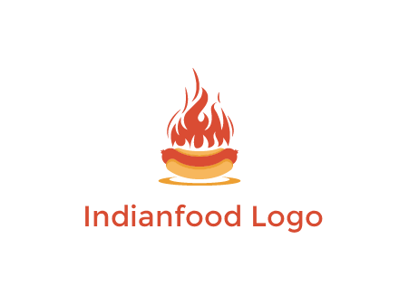 sizzling flame on hot dog Logo