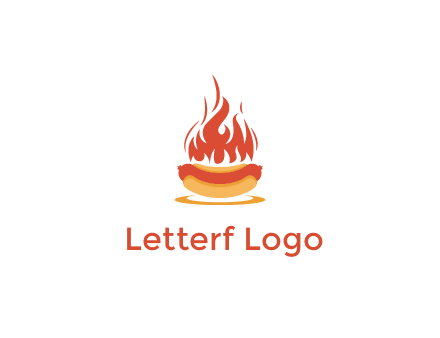 sizzling flame on hot dog Logo