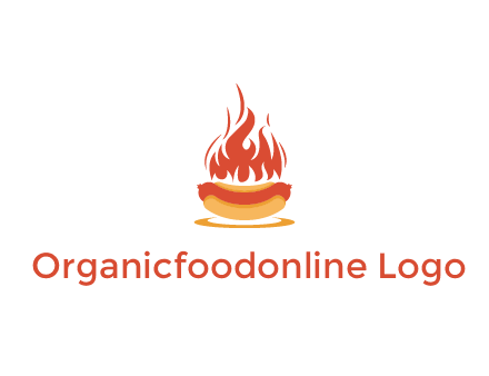 sizzling flame on hot dog Logo