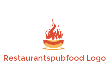 sizzling flame on hot dog Logo