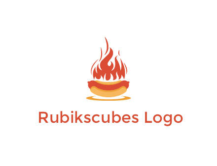 sizzling flame on hot dog Logo