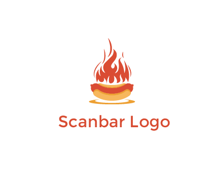 sizzling flame on hot dog Logo