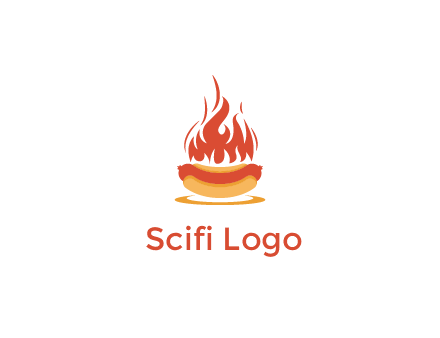 sizzling flame on hot dog Logo