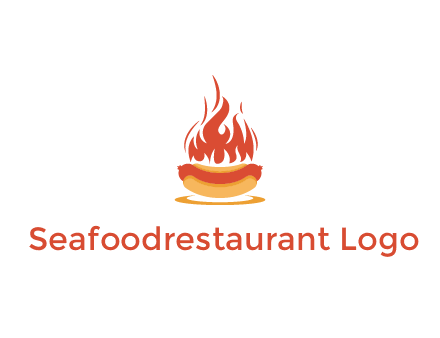 sizzling flame on hot dog Logo