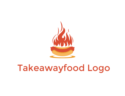 sizzling flame on hot dog Logo