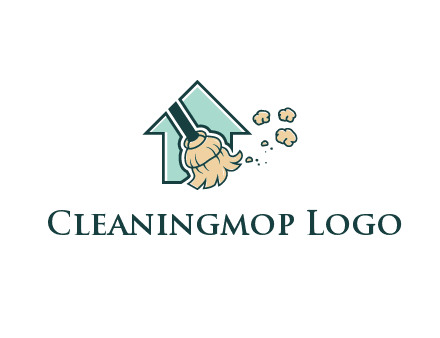 home cleaning logo with a mop sweeping dust