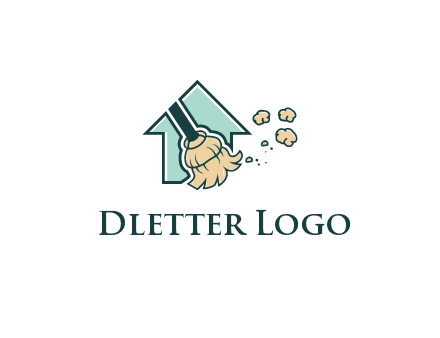 home cleaning logo with a mop sweeping dust