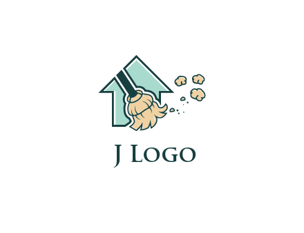 home cleaning logo with a mop sweeping dust