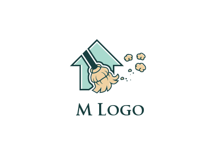 home cleaning logo with a mop sweeping dust