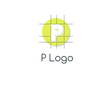 letter P inside a grid on a circular logo