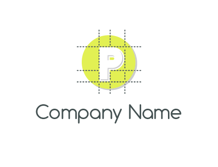 letter P inside a grid on a circular logo