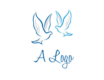 outline of doves facing each other animal logo