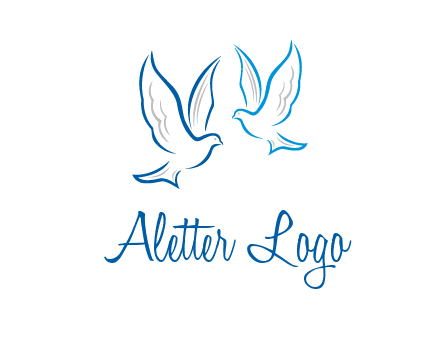 outline of doves facing each other animal logo