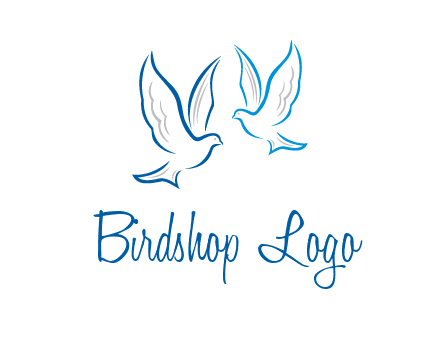 outline of doves facing each other animal logo