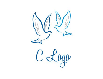 outline of doves facing each other animal logo