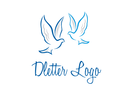 outline of doves facing each other animal logo