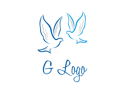 outline of doves facing each other animal logo