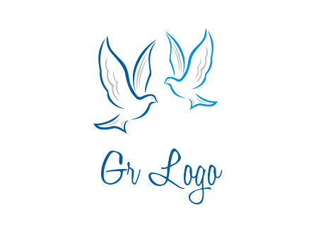 outline of doves facing each other animal logo