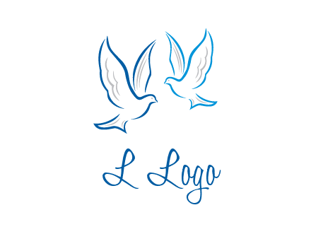 outline of doves facing each other animal logo