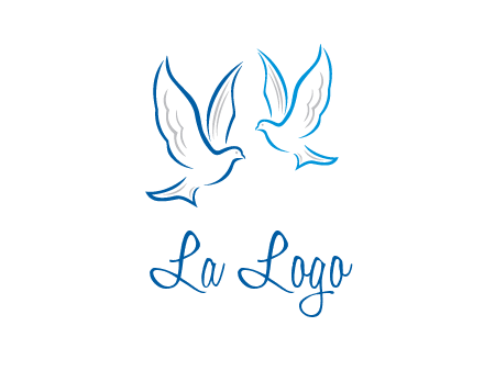 outline of doves facing each other animal logo