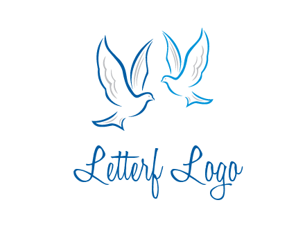 outline of doves facing each other animal logo