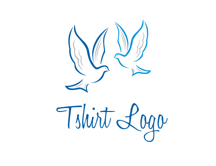 outline of doves facing each other animal logo