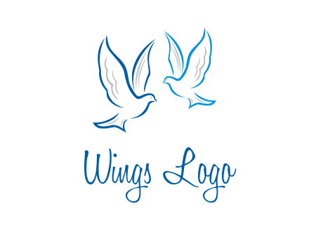 outline of doves facing each other animal logo