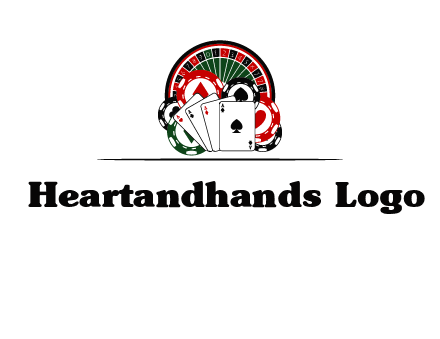 casino logo with poker chips, cards and Roulette