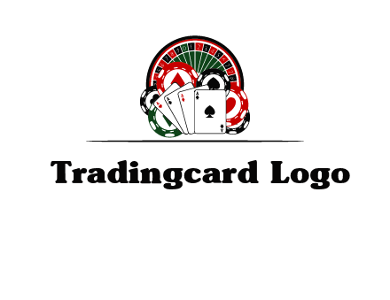 casino logo with poker chips, cards and Roulette