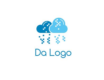 technology logo with clouds raining pixels
