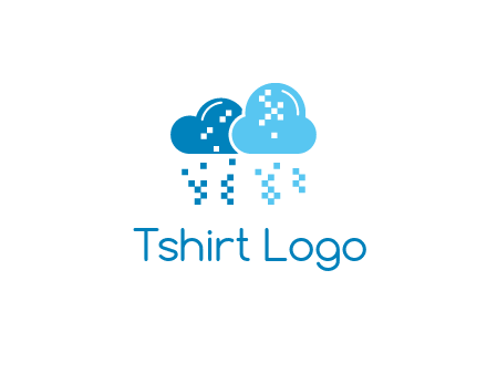 technology logo with clouds raining pixels