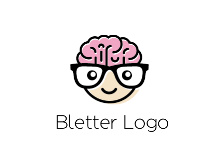 character with with a smile, glasses and brain